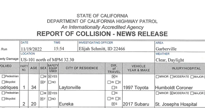 CHP Provides Details on Fatal Highway 101 Collision in SoHum