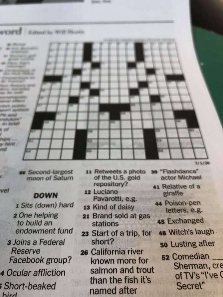 TwentySix Down The Eel River Was an Answer in Today's NYT Crossword