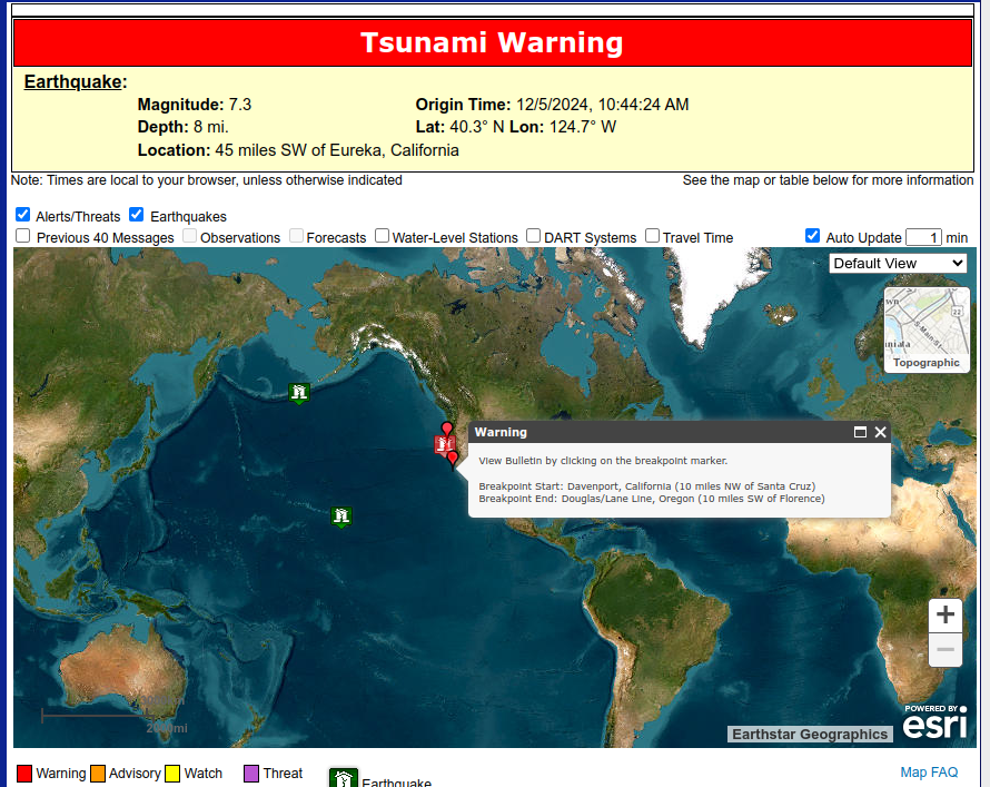Tsunami news update