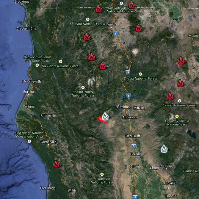 Multiple Fires Strain Critical Resources In Humboldt County Lost   Calfire Map.JPG